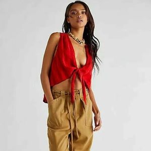 Free People Red Tie Tank
